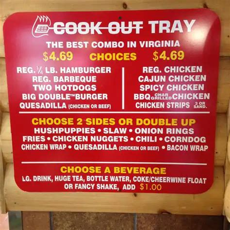 cook out menu gastonia